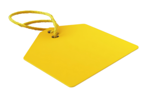 Yellow tag action on product display retail store image png