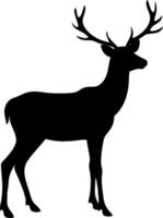 Standing Deer Silhouette Design of a Graceful Wildlife Animal with Antlers in a Minimalist Art Style vector