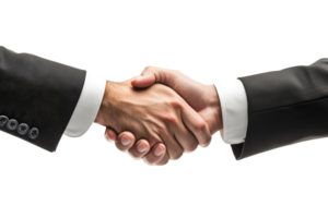 Business partnership handshake in office setting png