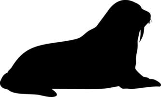Walrus Silhouette Design of a Marine Animal in Black Style vector