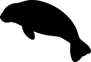 Gentle Manatee Silhouette Floating in the Ocean Minimal vector