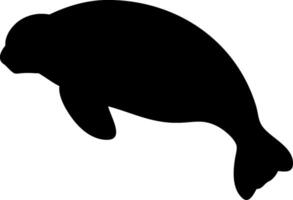 Gentle Manatee Silhouette Floating in the Ocean Design vector