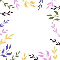 Herbal minimalistic frame. Leaves on white background. Isolated vector
