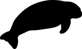 Gentle Manatee Silhouette Floating in Ocean Minimal vector