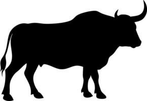 Powerful Buffalo Silhouette Design of a Strong Wild Animal Standing with Horns Perfect vector