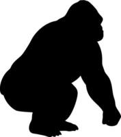 Strong Gorilla Silhouette Illustration of a Powerful Primate in a Bold and Dynamic vector
