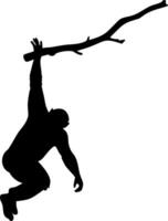 Orangutan Silhouette Design of a Wildlife Primate in a Minimal Art vector