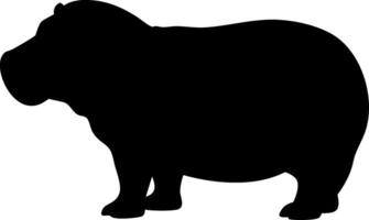Hippo Silhouette Design Illustration in Black Profile View for Modern Wildlife Art vector