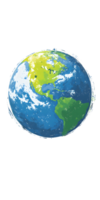 Stylized Earth Globe Illustration on Transparent Background png