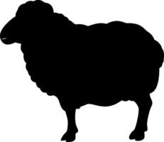 Fluffy Sheep Silhouette Design of a Farm Animal for Prints vector