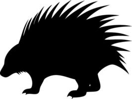 Porcupine Silhouette Design Illustration of a Spiky Animal in a Minimalist Art Style vector