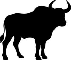 Powerful Buffalo Silhouette Design of a Strong Wild Animal Standing with Perfect for Logos and Artwork vector