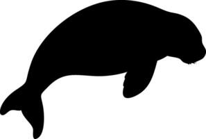 Gentle Manatee Silhouette Floating Minimal Design vector