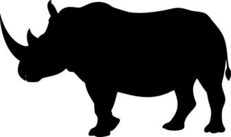 Rhinoceros Silhouette Design of a Strong Wildlife Animal in Black and White for Creative Use vector