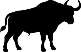 Powerful Buffalo Silhouette Design of a Strong Wild Animal Standing with Horns Perfect for Logos and Artwork vector