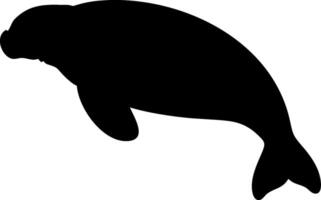 Gentle Manatee Silhouette Floating in the Ocean Minimal Design vector