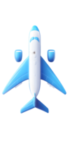 Blue and White Airplane Overhead View on Transparent Background png