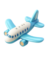Airplane Light Blue and White 3D Render png