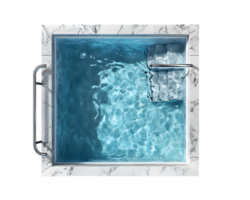 Overhead View of Modern Square Plunge Pool with Marble Surround png