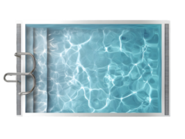 Overhead View of Rectangular Swimming Pool with Blue Water and Silver Ladder png