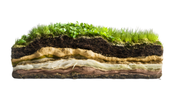 Detailed Cross Section of Soil Layers with Moss and Grass png