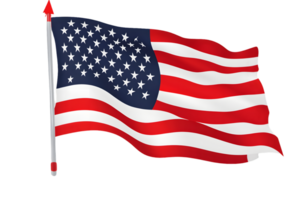 Waving American Flag on Transparent Background png