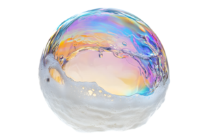 Iridescent Soap Bubble with Foam on Transparent Background png