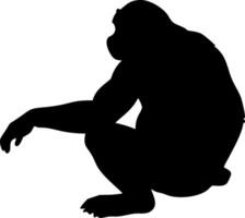 Chimpanzee Silhouette Sitting in Minimalist Style for Creative Design vector