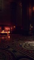 Serene Twilight Illumination Inside Ancient Temple video
