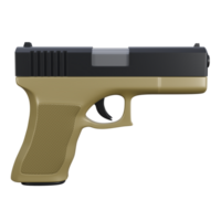 Professional 3D Visualization of a Glock Firearm for Defense, 3d illustration of glock 17 or 19 with brown and black color, military handgun. png
