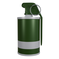 3D render of a green and white smoke grenade, featuring vibrant a realistic tactical design, ideal for military, strategy, and action-themed visuals png
