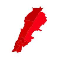 Lebanon map with border highlighted regions, states, isolated on white background. Template map of Lebanon. Detailed illustration. vector