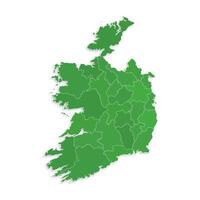 Ireland map with border highlighted regions, states, isolated on white background. Template map of Ireland. Detailed illustration. vector
