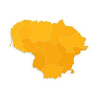 Lithuania map with border highlighted regions, states, isolated on white background. Template map of Lithuania. Detailed illustration. vector