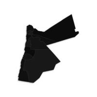 Jordan map with border highlighted regions, states, isolated on white background. Template map of Jordan. Detailed illustration. vector
