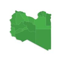 Libya map with border highlighted regions, states, isolated on white background. Template map of Libya. Detailed illustration. vector