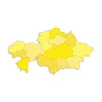 Kazakhstan map with border highlighted regions, states, isolated on white background. Template map of Kazakhstan. Detailed illustration. vector