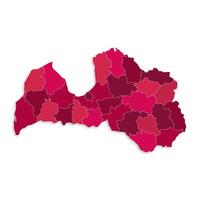 latvia map with border highlighted regions, states, isolated on white background. Template map of latvia. Detailed illustration. vector
