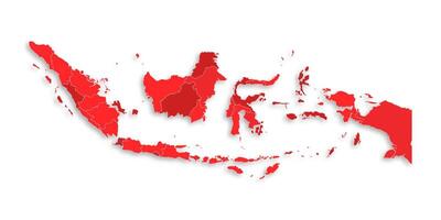 Indonesia map with border highlighted regions, states, isolated on white background. Template map of Indonesia. Detailed illustration. vector