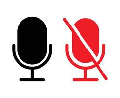 Mic On And Mute Flat Style. Mic On And Mute silhouette icon vector
