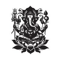 Black Ganesh Silhouette Illustration Design with Transparent Background vector
