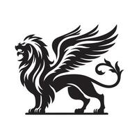 Black Griffin Silhouette Editable Design with Transparent Background vector