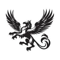 Black Griffin Silhouette Mythical Creature Design with Transparent Background vector