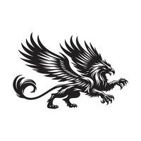 Black Griffin Silhouette Art High Contrast on Transparent Background vector