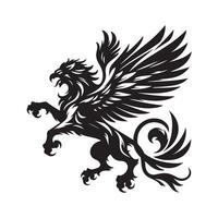 Black Griffin Silhouette Drawing Design on Transparent Background vector