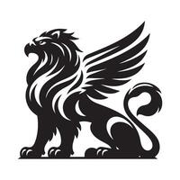 Griffin Silhouette Design Bold Black with Transparent Background vector
