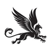 Griffin Silhouette Image Editable Black Design with Transparent Background vector