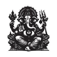 Black Ganesh Silhouette Editable Design with Transparent Background vector