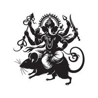 Ganesh Silhouette Art Black Illustration with Transparent Background vector
