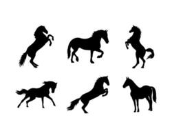 Horse in different pose silhouette set vector